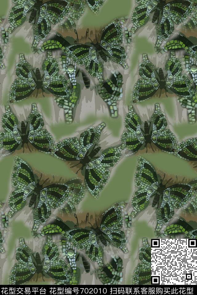 蝴蝶艺象鸟昆虫图案抽象数码印花华亿平台下载（图片编号: 702010） - 瓦栏（Walan）