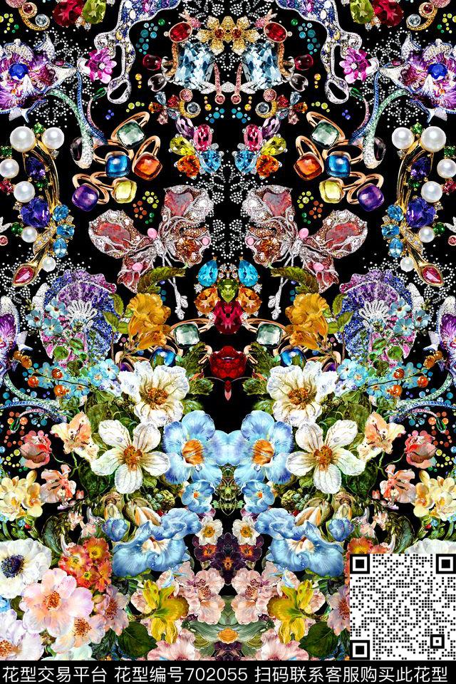 花卉珠宝宝石数码印花华亿平台下载（图片编号: 702055） - 瓦栏（Walan）