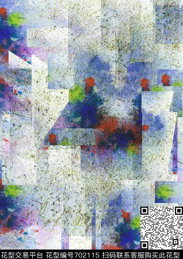 黑白空间几何迷幻抽象数码印花华亿平台下载（图片编号: 702115） - 瓦栏（Walan）