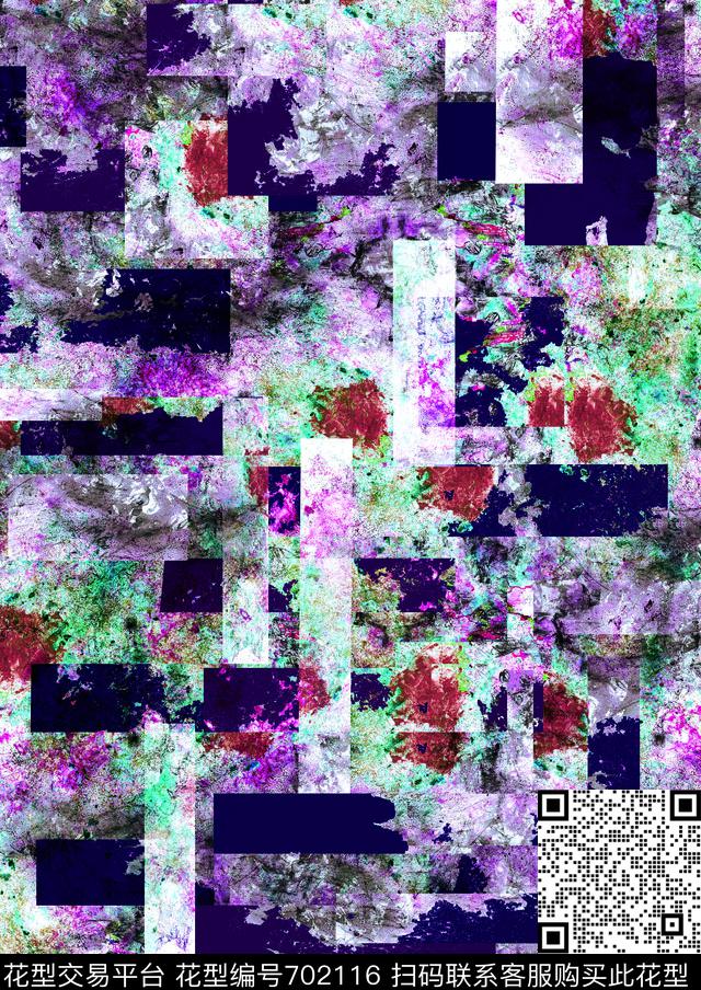 黑白空间几何迷幻抽象数码印花华亿平台下载（图片编号: 702116） - 瓦栏（Walan）