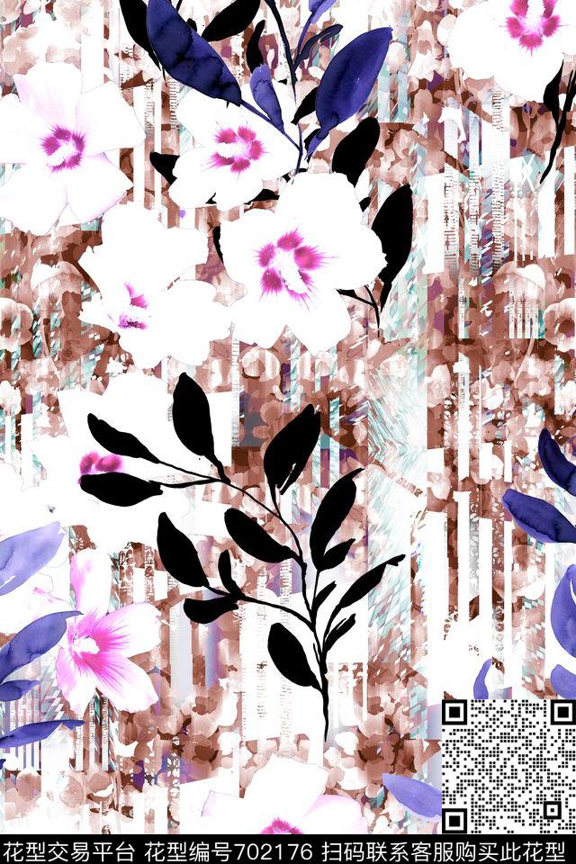 大花牡丹玫瑰数码印花华亿平台下载（图片编号: 702176） - 瓦栏（Walan）