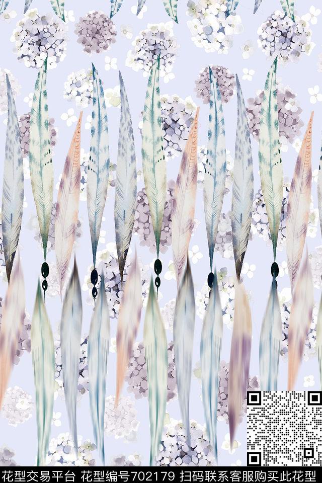 羽毛大花牡丹数码印花华亿平台下载（图片编号: 702179） - 瓦栏（Walan）