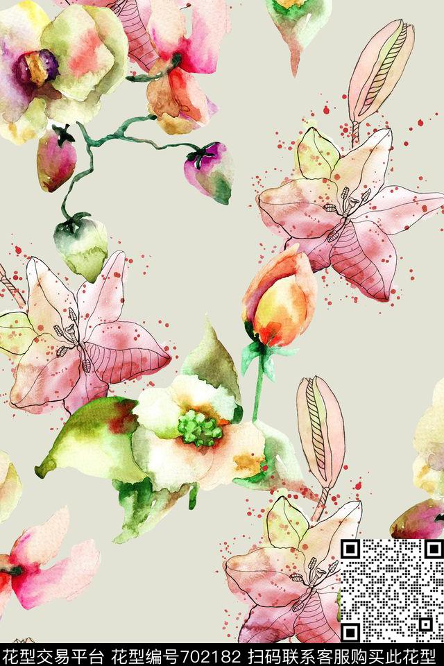 大花牡丹玫瑰数码印花华亿平台下载（图片编号: 702182） - 瓦栏（Walan）