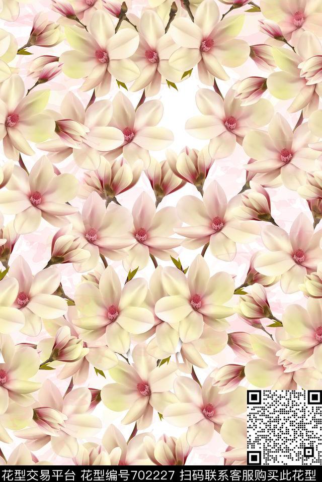 零点--女装玉兰花花卉传统印花华亿平台下载（图片编号: 702227） - 瓦栏（Walan）
