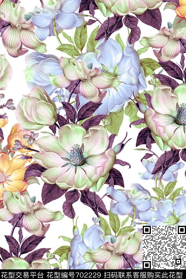 花朵花卉零点--女装数码印花华亿平台下载（图片编号: 702229） - 瓦栏（Walan）