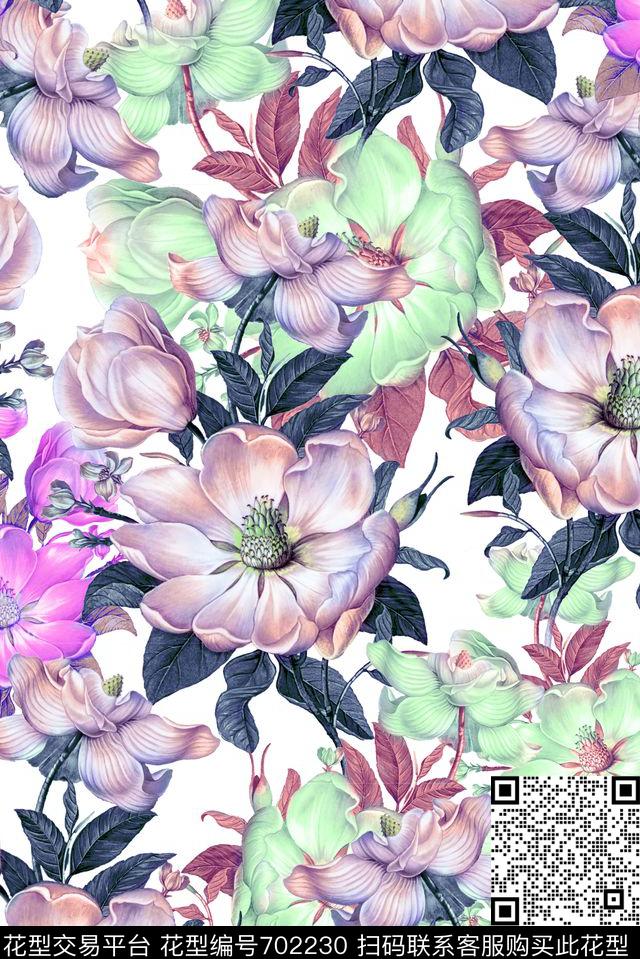 花朵花卉零点--女装数码印花华亿平台下载（图片编号: 702230） - 瓦栏（Walan）