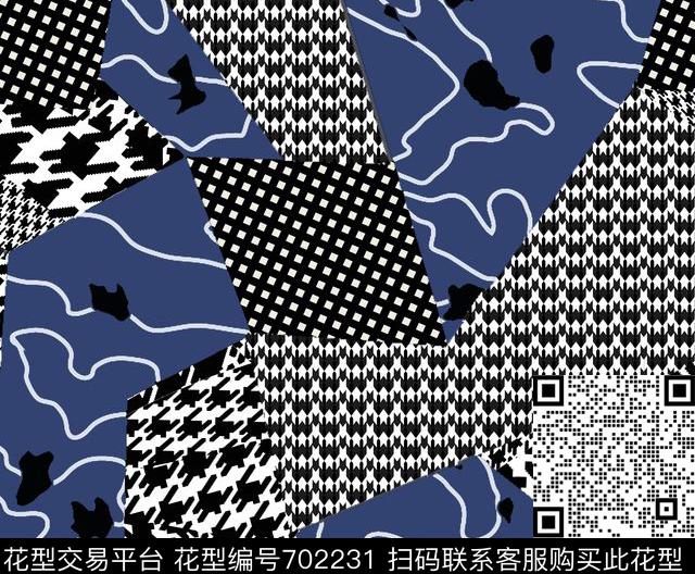 时尚拼接几何传统印花华亿平台下载（图片编号: 702231） - 瓦栏（Walan）