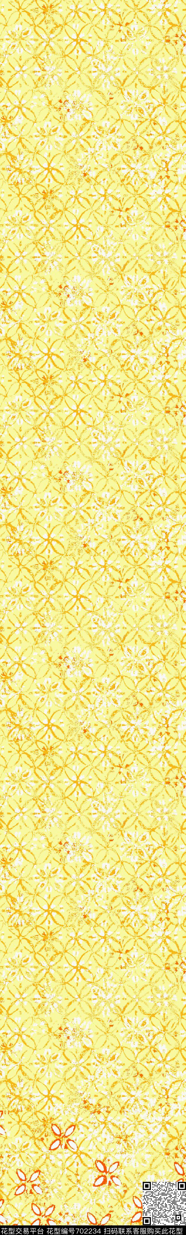 简笔画乱花花卉传统印花华亿平台下载（图片编号: 702234） - 瓦栏（Walan）