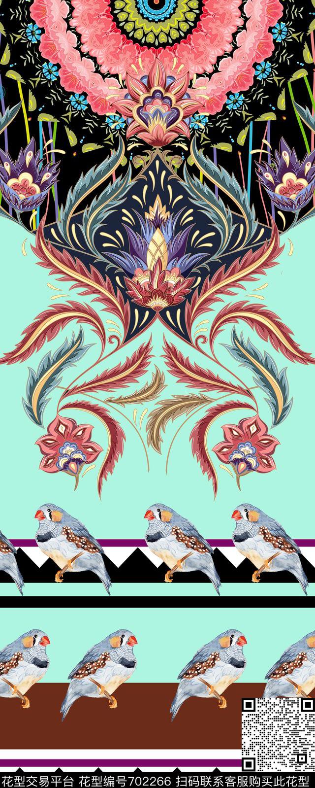 非洲卷草纹欧美数码印花华亿平台下载（图片编号: 702266） - 瓦栏（Walan）