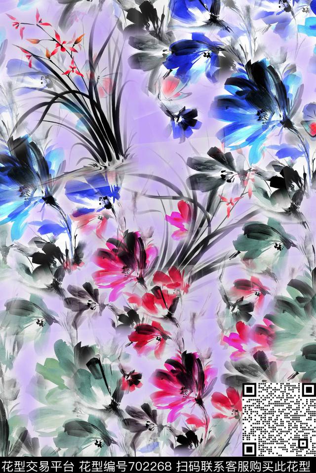 花鸟花卉蝴蝶数码印花华亿平台下载（图片编号: 702268） - 瓦栏（Walan）