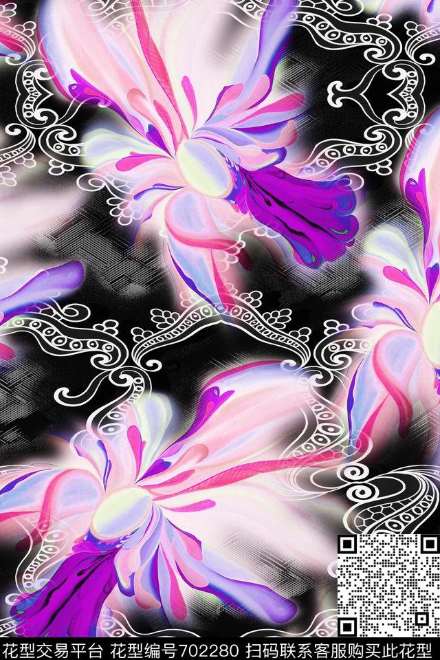 花朵花卉底纹数码印花华亿平台下载（图片编号: 702280） - 瓦栏（Walan）