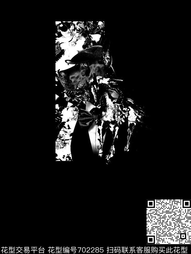 手绘几何动物时尚狗先生马花卉抽象印花数码印花华亿平台下载（图片编号: 702285） - 瓦栏（Walan）