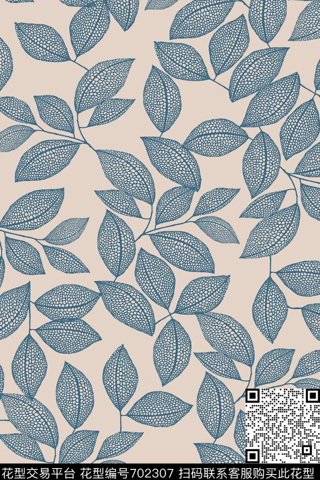 抽象手绘满版树叶纹理时尚潮流大牌复古欧美风女装花男装羽绒服传统印花华亿平台下载（图片编号: 702307） - 瓦栏（Walan）