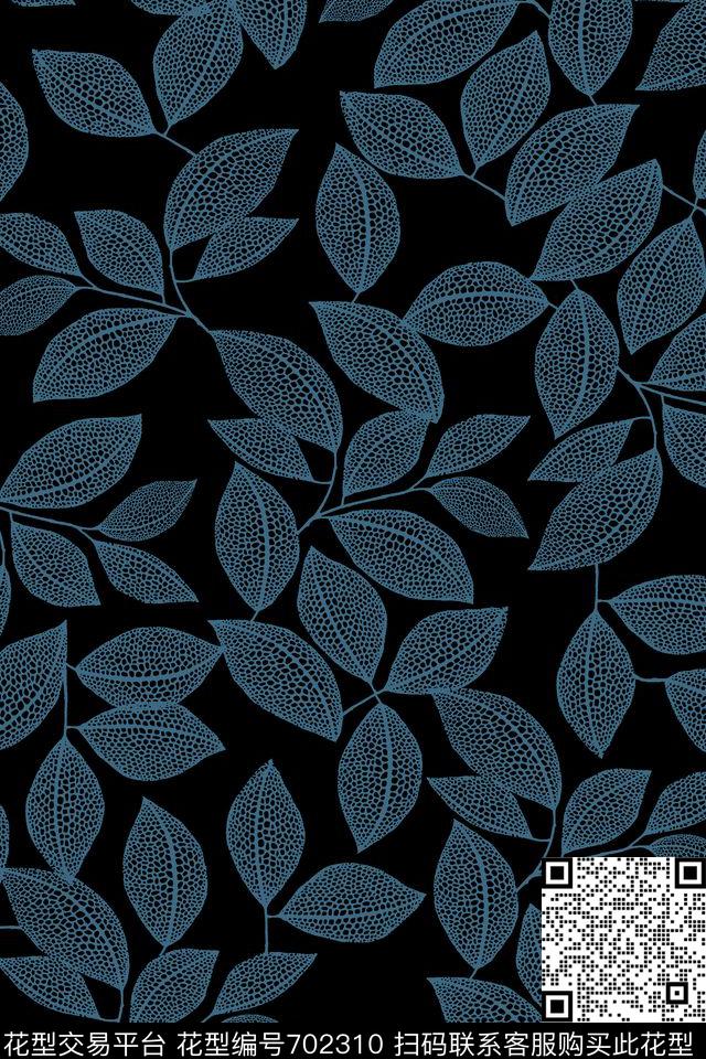 抽象手绘满版树叶纹理时尚潮流大牌复古欧美风女装花男装羽绒服传统印花华亿平台下载（图片编号: 702310） - 瓦栏（Walan）