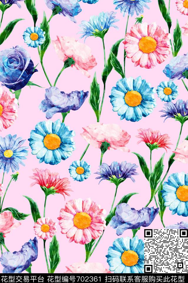 手绘花卉女装花卉女装数码印花华亿平台下载（图片编号: 702361） - 瓦栏（Walan）