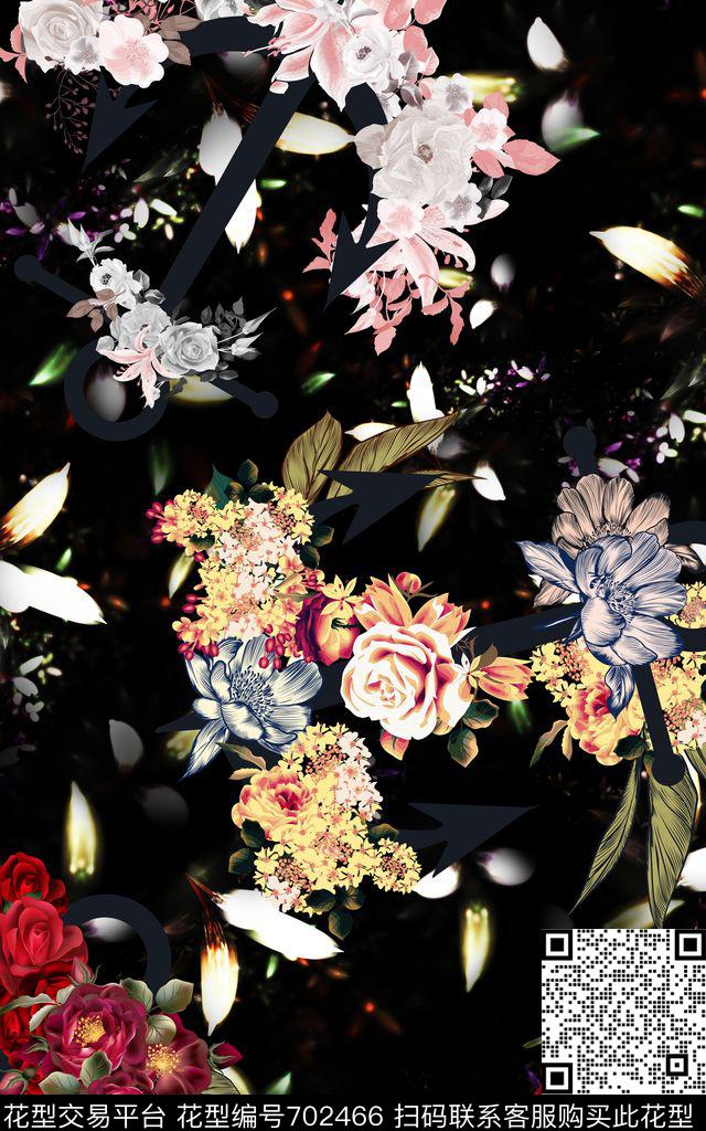 大花朵花朵大花卉数码印花华亿平台下载（图片编号: 702466） - 瓦栏（Walan）