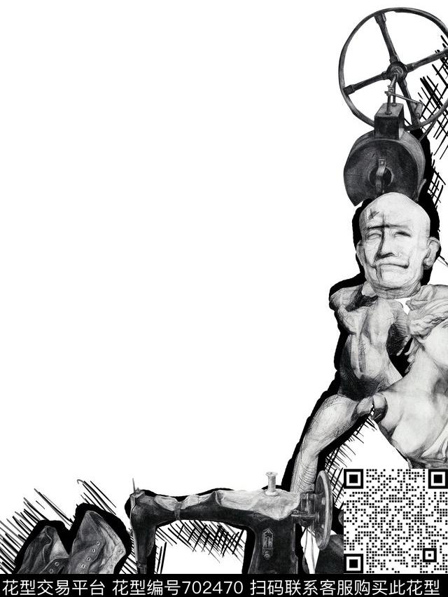 素描石膏新男装华亿平台数码印花华亿平台下载（图片编号: 702470） - 瓦栏（Walan）