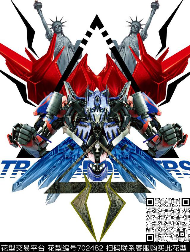 机器人自由女神几何体数码印花华亿平台下载（图片编号: 702482） - 瓦栏（Walan）