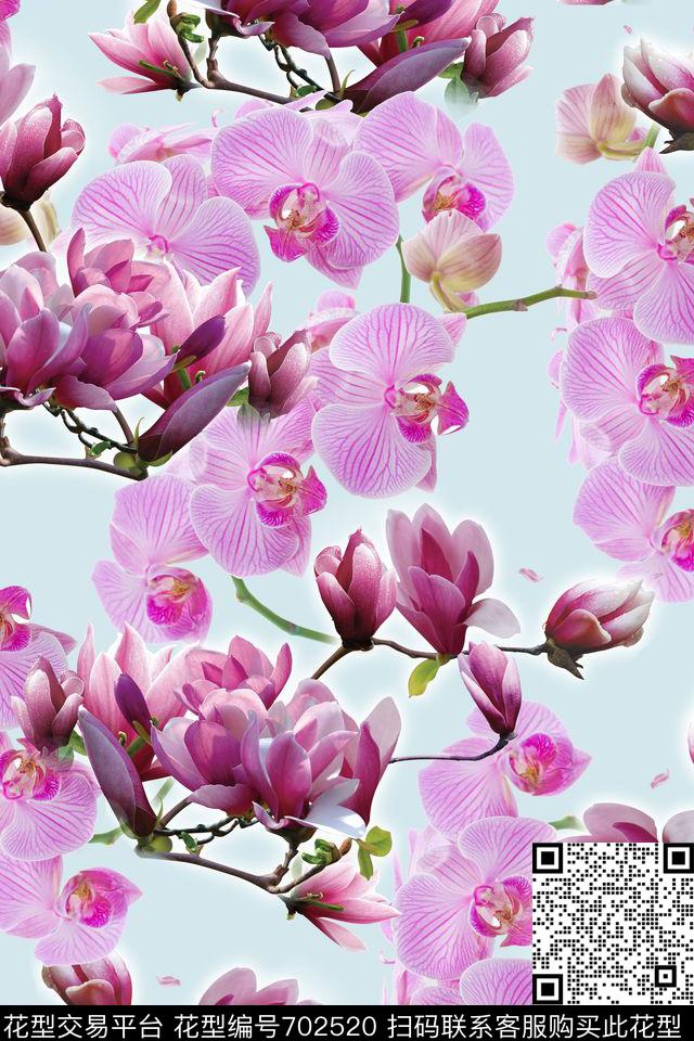 大花兰花花鸟数码印花华亿平台下载（图片编号: 702520） - 瓦栏（Walan）