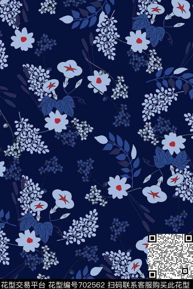 手绘花卉树叶传统印花华亿平台下载（图片编号: 702562） - 瓦栏（Walan）