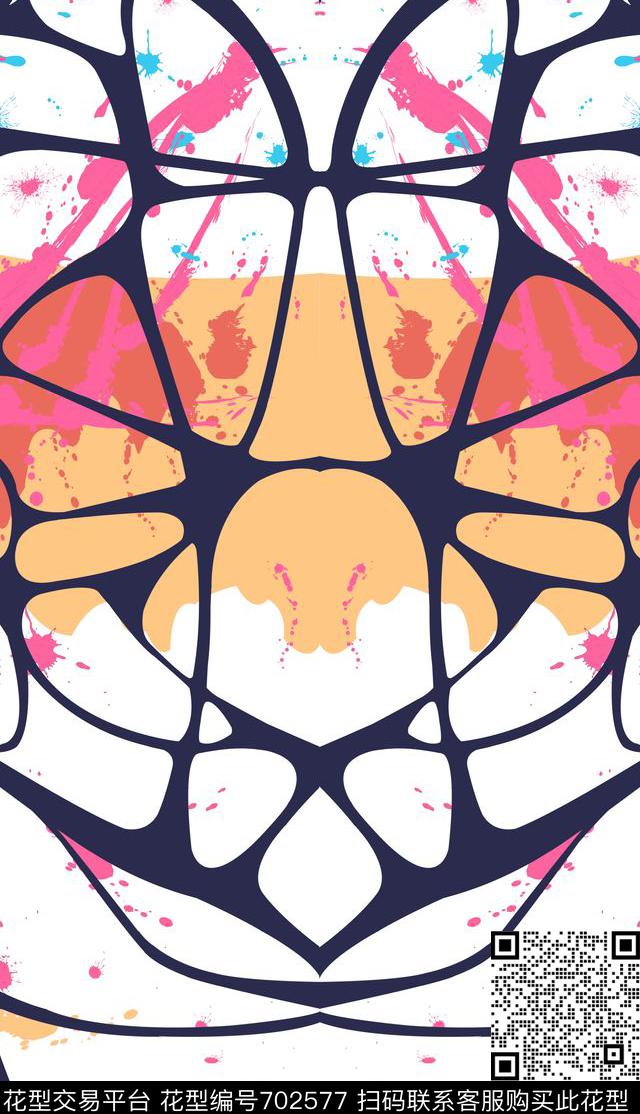 抽象女装水彩数码印花华亿平台下载（图片编号: 702577） - 瓦栏（Walan）