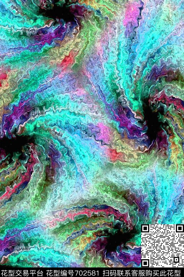 漩涡抽象条纹色彩肌理数码印花华亿平台下载（图片编号: 702581） - 瓦栏（Walan）