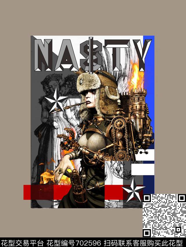 几何纪梵希人物数码印花华亿平台下载（图片编号: 702596） - 瓦栏（Walan）