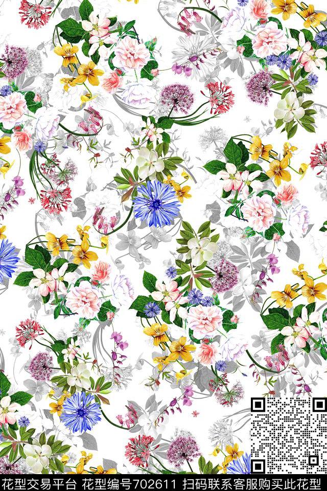 草本植物流行时尚花朵数码印花华亿平台下载（图片编号: 702611） - 瓦栏（Walan）