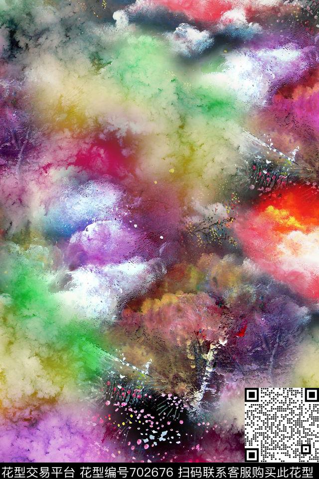 抽象炫彩彩云数码印花华亿平台下载（图片编号: 702676） - 瓦栏（Walan）