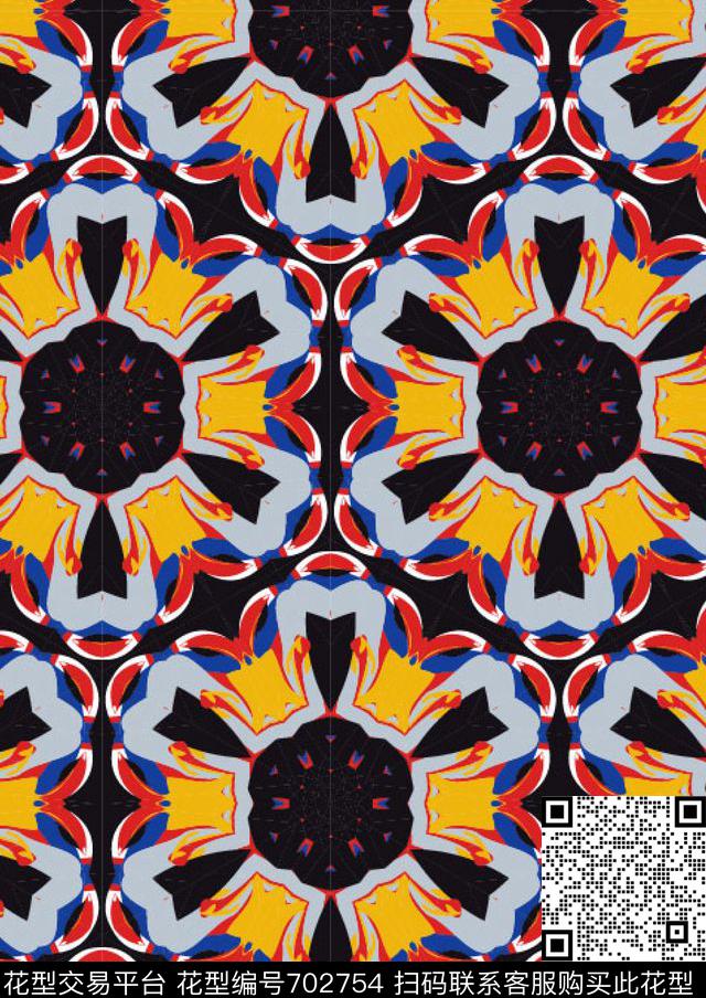 花朵热带棕榈叶传统印花华亿平台下载（图片编号: 702754） - 瓦栏（Walan）