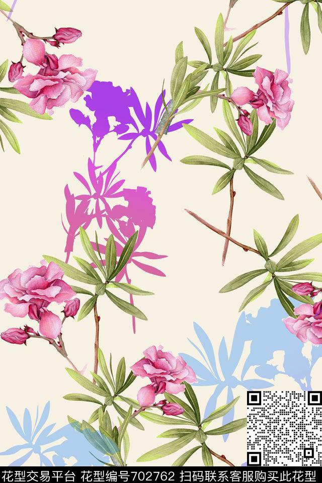 大花牡丹玫瑰数码印花华亿平台下载（图片编号: 702762） - 瓦栏（Walan）