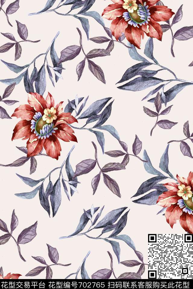 大花牡丹玫瑰数码印花华亿平台下载（图片编号: 702765） - 瓦栏（Walan）