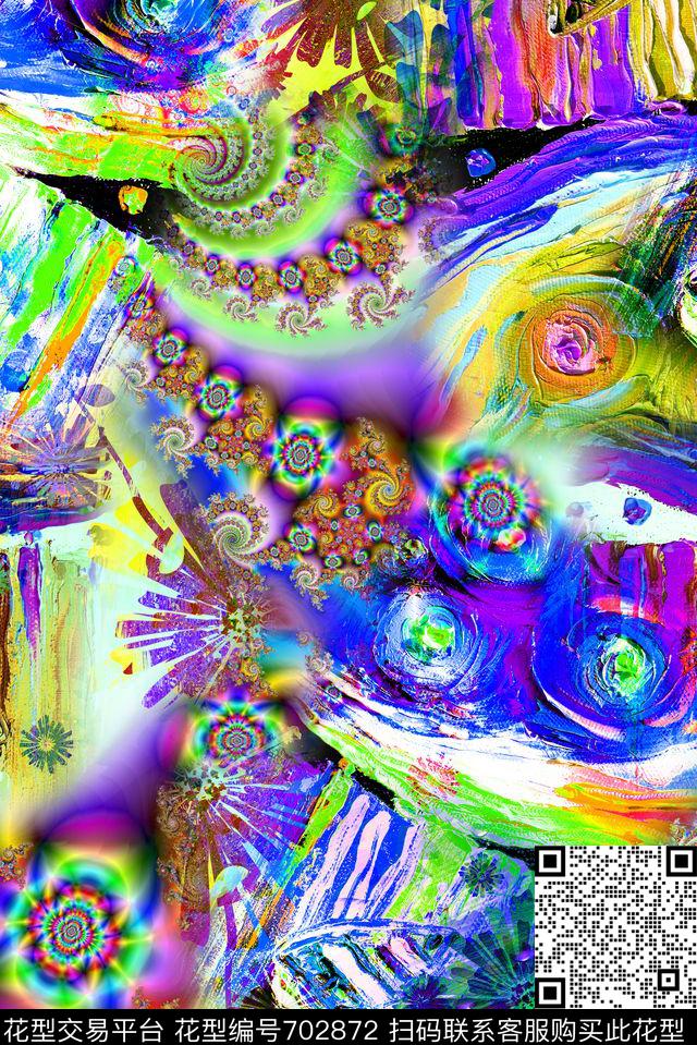抽象满版混搭数码印花华亿平台下载（图片编号: 702872） - 瓦栏（Walan）