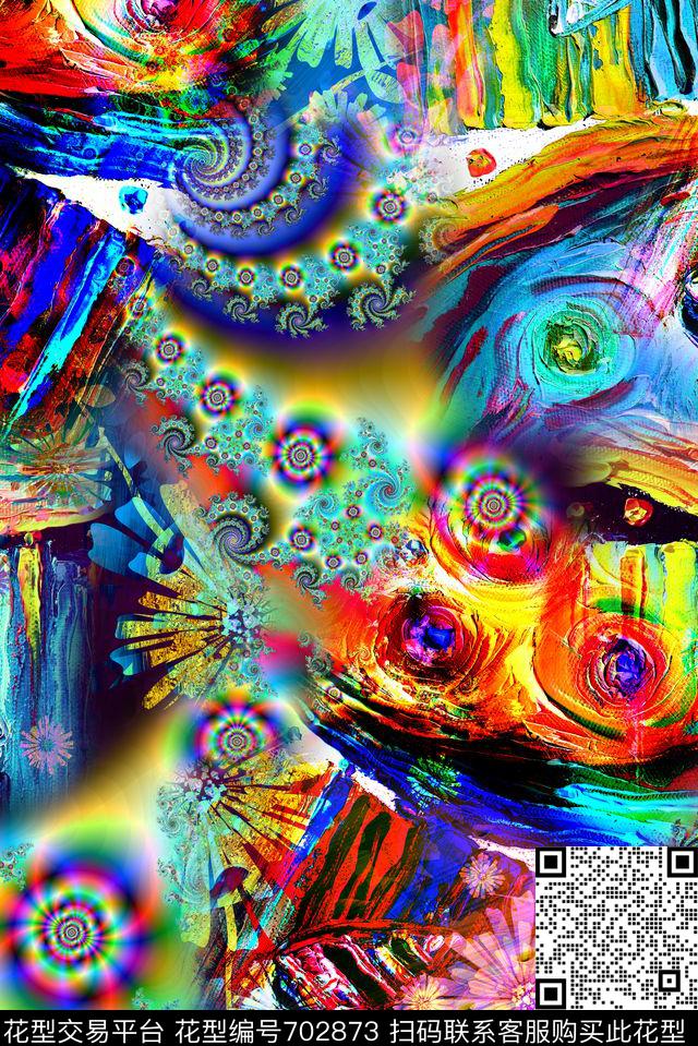 抽象满版混搭数码印花华亿平台下载（图片编号: 702873） - 瓦栏（Walan）
