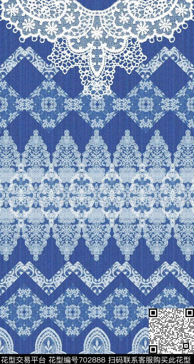 布纹蕾丝定位数码印花华亿平台下载（图片编号: 702888） - 瓦栏（Walan）