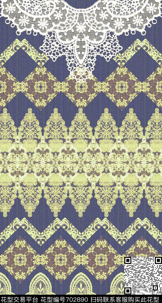 布纹蕾丝定位数码印花华亿平台下载（图片编号: 702890） - 瓦栏（Walan）