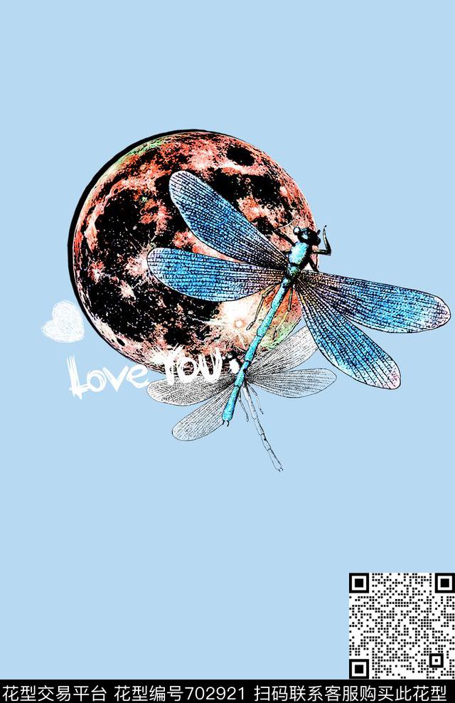L.D~动物L.D~手绘蜻蜓数码印花华亿平台下载（图片编号: 702921） - 瓦栏（Walan）
