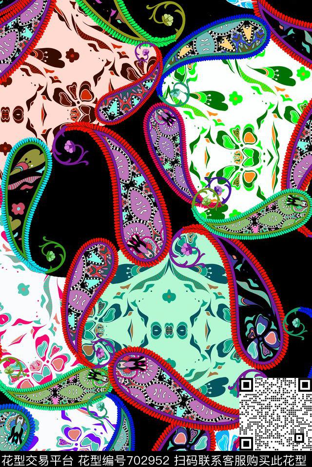 满版佩斯利纹路传统印花华亿平台下载（图片编号: 702952） - 瓦栏（Walan）