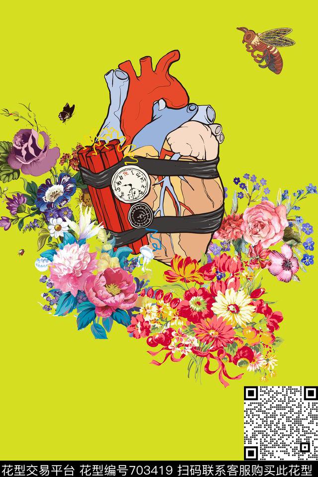 独幅花朵男装数码印花华亿平台下载（图片编号: 703419） - 瓦栏（Walan）