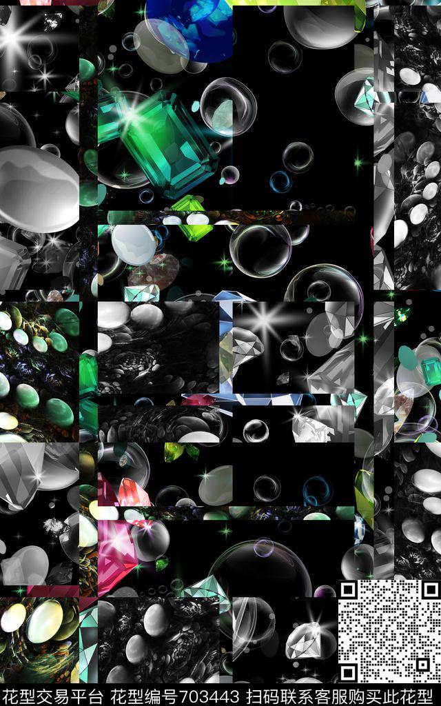 珠宝宝石气泡数码印花华亿平台下载（图片编号: 703443） - 瓦栏（Walan）