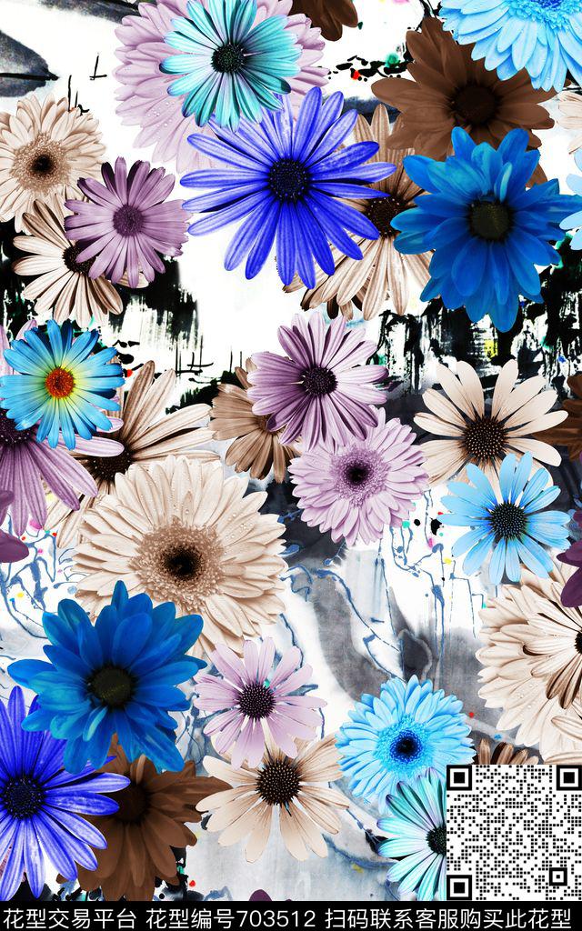 花卉兰花花朵数码印花华亿平台下载（图片编号: 703512） - 瓦栏（Walan）