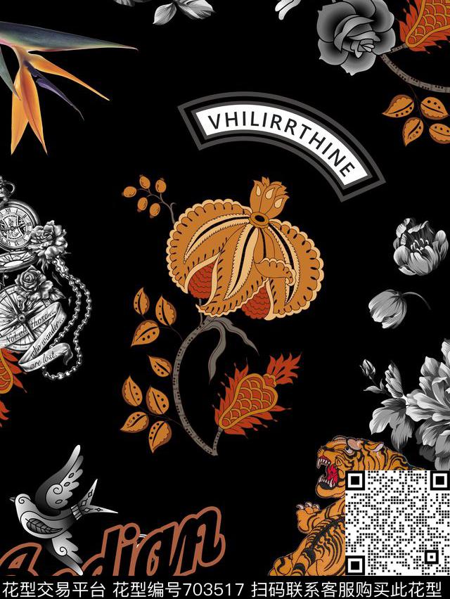 欧式民族风中国风数码印花华亿平台下载（图片编号: 703517） - 瓦栏（Walan）