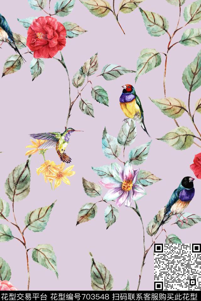 兰花花朵花卉数码印花华亿平台下载（图片编号: 703548） - 瓦栏（Walan）