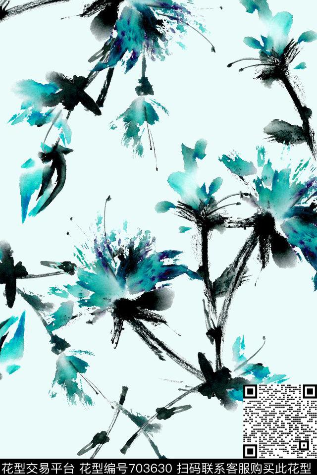 水墨抽象喷溅数码印花华亿平台下载（图片编号: 703630） - 瓦栏（Walan）