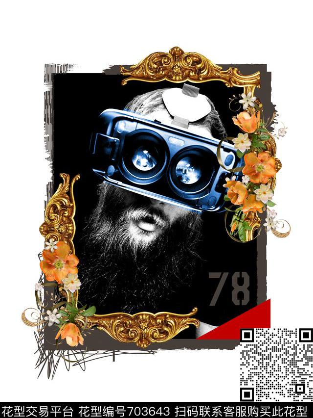 大牌几何相框数码印花华亿平台下载（图片编号: 703643） - 瓦栏（Walan）