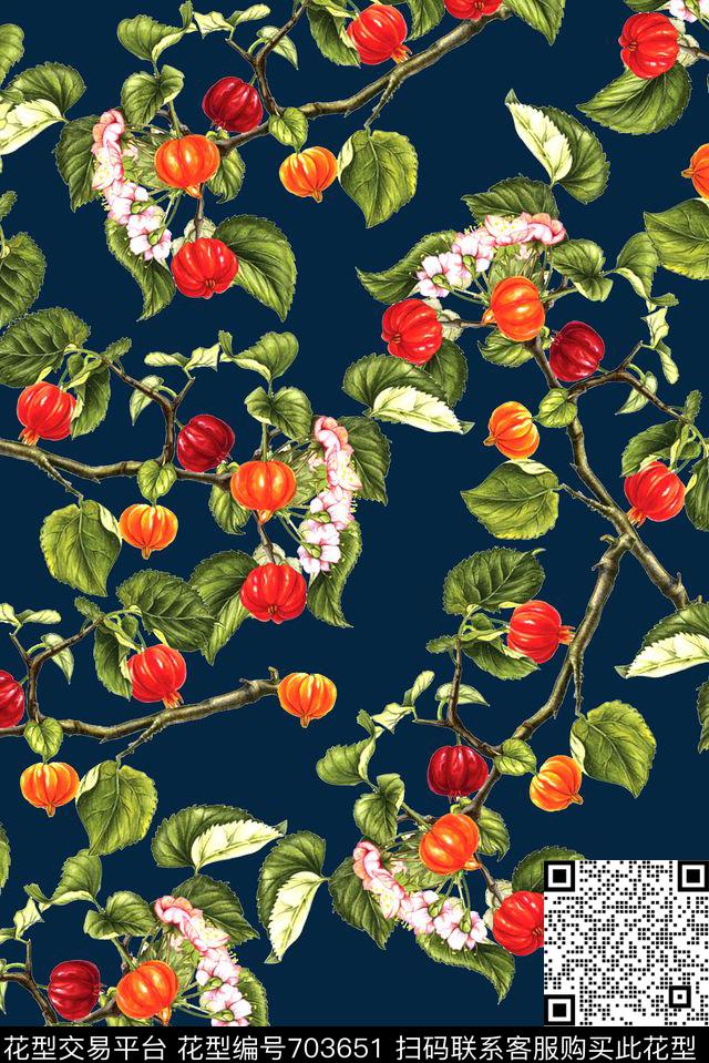 水果女装花卉数码印花华亿平台下载（图片编号: 703651） - 瓦栏（Walan）