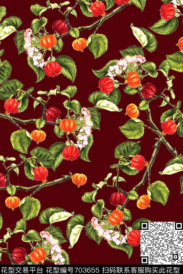 水果女装花卉数码印花华亿平台下载（图片编号: 703655） - 瓦栏（Walan）