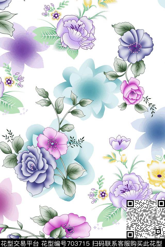 乱花花朵花卉数码印花华亿平台下载（图片编号: 703715） - 瓦栏（Walan）