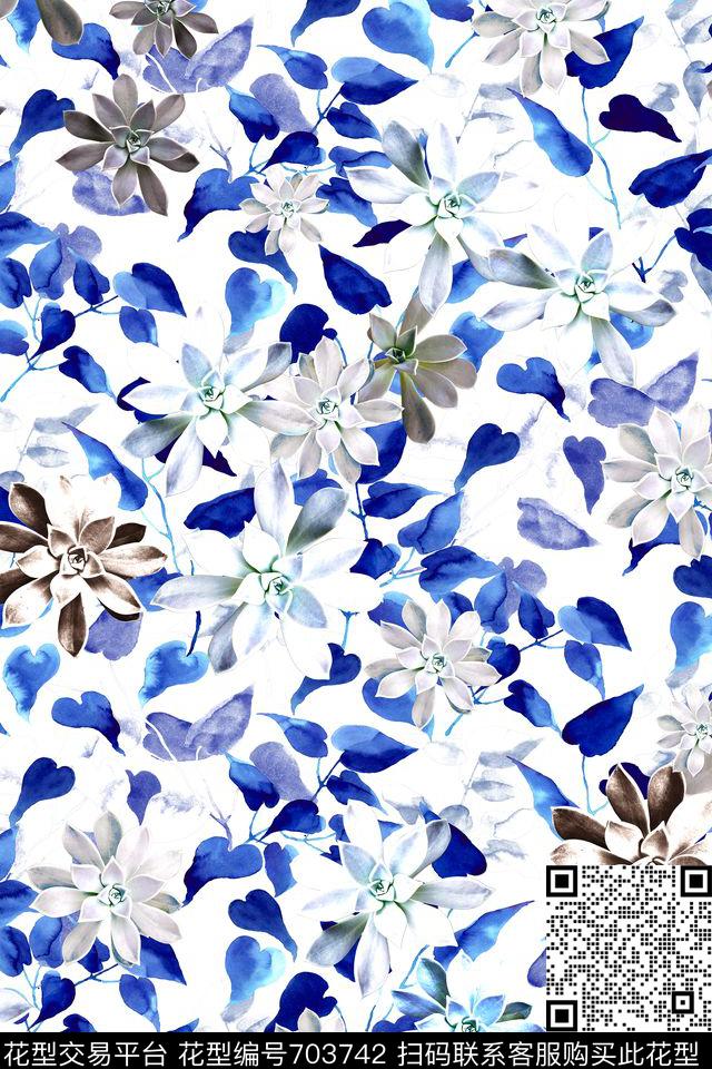 大花花朵花卉数码印花华亿平台下载（图片编号: 703742） - 瓦栏（Walan）