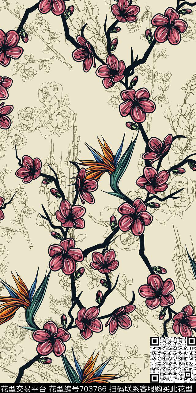 乱花花朵花卉数码印花华亿平台下载（图片编号: 703766） - 瓦栏（Walan）